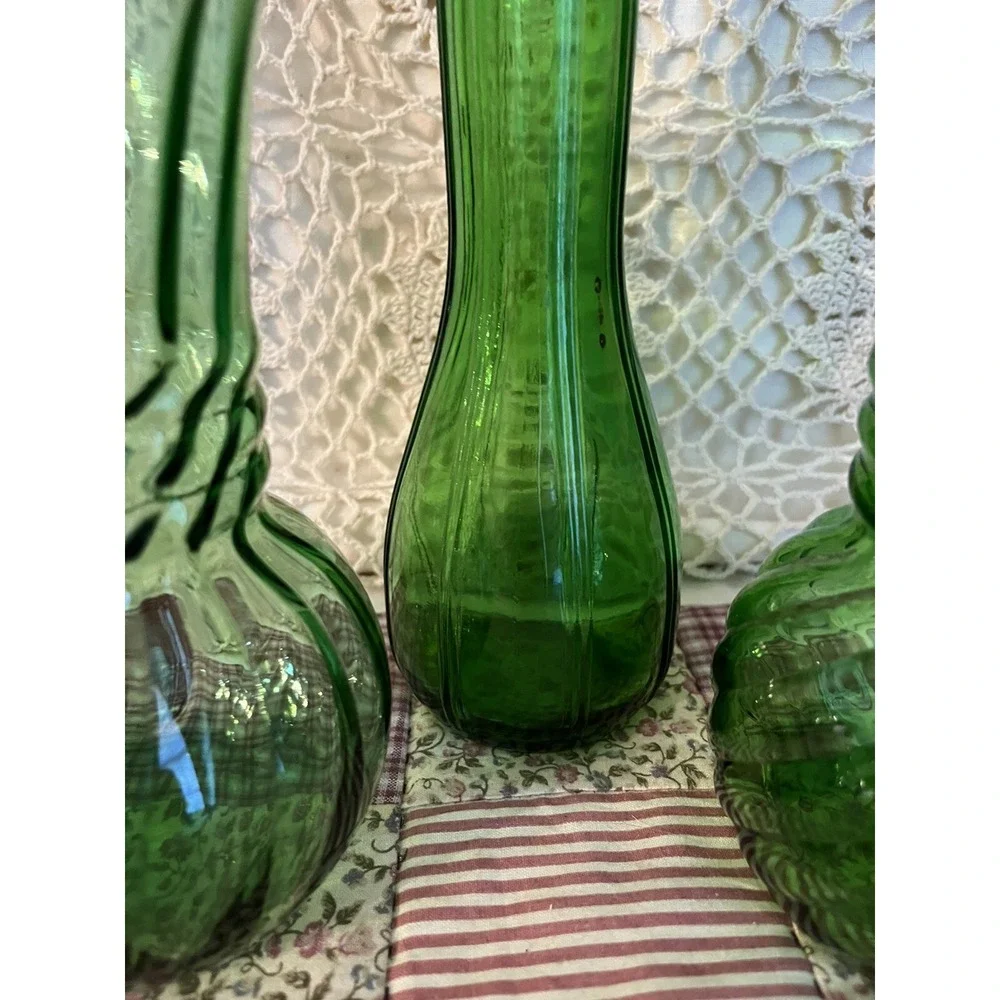 Emerald Green Glass Vase Set 3 Pieces Wedding Vases
